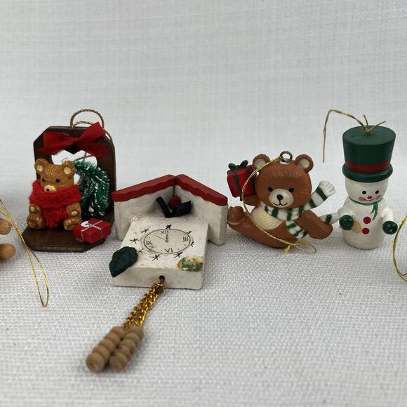 Lot Of 9 Vintage Christmas Ornaments- Bradford Mice - Bears Angels Clock Snowman - Picture 4 of 16
